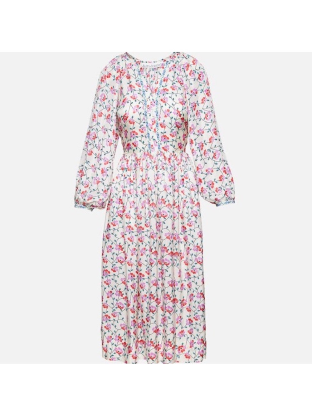 Alix of Bohemia Saranna Hand-Printed Silk Floral Maxi Dress in Rosebud Size XS - Picture 3 of 15